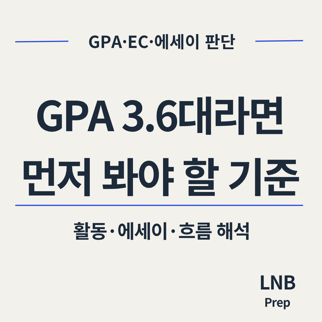 GPA 3.6이 보이기 시작할 때, 합격 가능성보다 먼저 봐야 할 기준