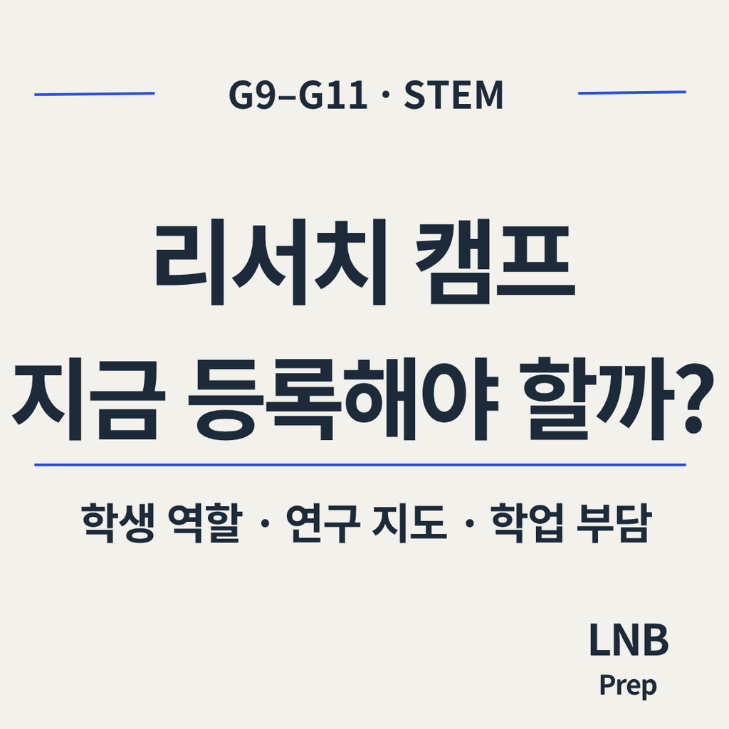 국제학교 G9–G11 미국대입 리서치 캠프, 합격생들은 논문도 있던데 우리 아이도 준비해야 할까요?